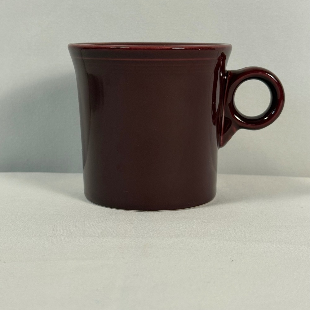 Fiesta Ware Cinnabar Ring Handle Mug Burgundy Red Ceramic Coffee Tea 10 Ounce
